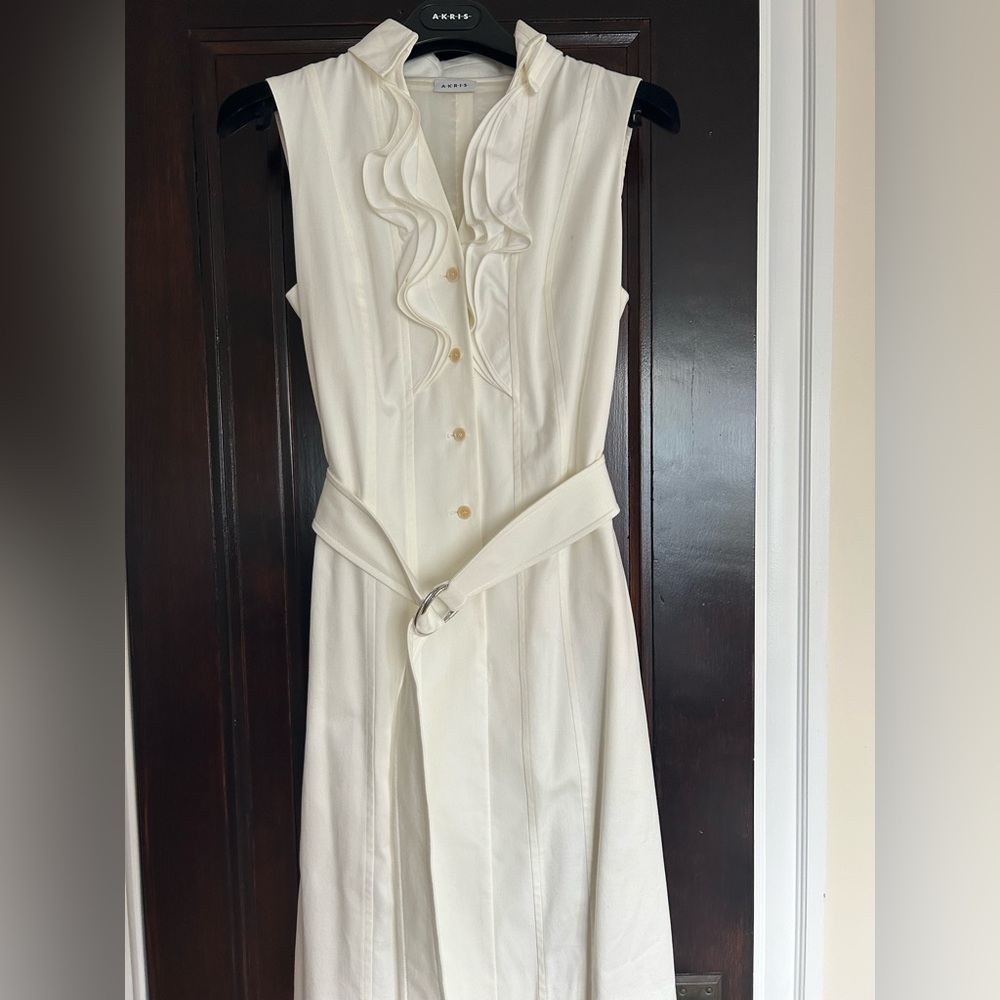 Akris Punto White Ruffled Midi Dress